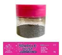 Scrumptious Sprinkles - Sparkle Dust Black - 10g. Edible Xmas Glitter Lustre Powder. Dust On Cakes, Icing, Chocolate & Ice Cream and Decorations (Black (No E171))