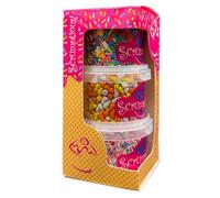 Scrumptious! - Trio - Ice Cream Favourites Edible Cake Topper Sprinkles Cupcake Decorations - 1x70g Fun Chips, 1x80g Matt Rainbow Strands, 1x90g Multicoloured 100s and 1000s in a Box