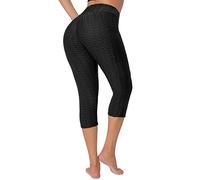Scrunch Butt Lifting Workout Leggings for Women High Waisted Yoga Pants, Capris Black, Large