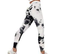 Scrunch Butt Lifting Workout Leggings for Women High Waisted Yoga Pants, Tyedye Black White, M