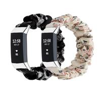 Scrunchie Bands Compatible with Fitbit Charge 3/4/4 SE for Women Girl Elastic Nylon Adjustable Scrunchy Replacement Fabric Strap Soft Cute Wristband for Fitness Sport Smart Watch Bracelet Large Small
