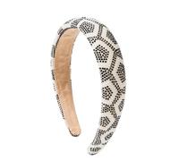 Scrunchie Geometric Pattern Diamond Pearl Wide-Brimmed Headband Women'S Hairpin Headwear Black And White