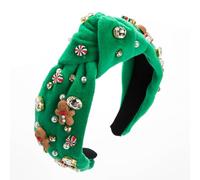 Scrunchie, Gingerbread Man, Candy Flannel, Diamond Hair Ornament, Woman, Green
