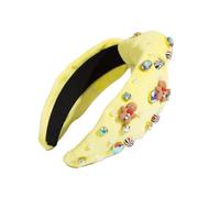 Scrunchie Gingerbread Man Candy Flannel With Diamond Hair Ornament Woman, Yellow