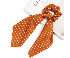 Scrunchie Long Scarf for Hair in Casual Orange Polka Dot