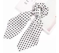 Scrunchie Long Scarf for Hair in White Casual Polka Dot