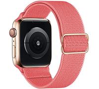 Scrunchie Strap for Apple watch band 38mm 40mm 41mm 42mm 44mm 45mm, Adjustable Elastic Nylon Sport bracelet for iwatch series 7 6 5 4 3 2 1 SE rose pink 42mm/44mm/45mm