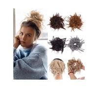 Scrunchie Synthetic Chignon Messy Scrunchies Elastic Band Hair Bun Straight Updo Hairpiece Ponytail Extension Extension(BURG)