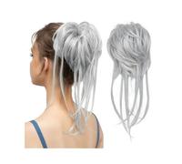 Scrunchie Synthetic Elastic Messy Bun Hairpieces Natural Wave Scrunchie Ponytail Hair Extensions for Women Extension(Light Silver Grey)