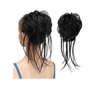 Scrunchie Synthetic Elastic Messy Bun Hairpieces Natural Wave Scrunchie Ponytail Hair Extensions for Women Extension(Jet Black)