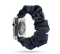 Scrunchie watch band Elastic Strap watch band Compatible with Apple Watch 38mm/40mm, Plain and Pattern Printed Fabric Wristband Compatible with Apple Watch SE/iWatch Series 6 5 4 3 2 1, 38mm Dark Blue
