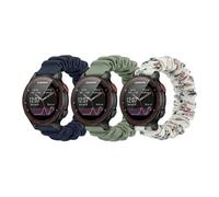 Scrunchie WatchBand Compatible with Garmin Forerunner 235,20mm Cute Printed Elastic Solo Loop Bands Replacement Sport Strap for Women (Dark blue+Pine green+Honeysuckle, Small)