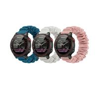 Scrunchie WatchBand Compatible with Garmin Forerunner 235,20mm Cute Printed Elastic Solo Loop Bands Replacement Sport Strap for Women (Prussian blue+White+Pink sand, Small)