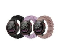 Scrunchie WatchBand Compatible with Garmin Forerunner 235,20mm Cute Printed Elastic Solo Loop Bands Replacement Sport Strap for Women (Black+Purple+Pink sand, Large)