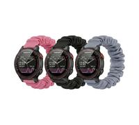 Scrunchie WatchBand Compatible with Garmin Forerunner 235,20mm Cute Printed Elastic Solo Loop Bands Replacement Sport Strap for Women (Fluorescent pink+Black+Light blue, Large)