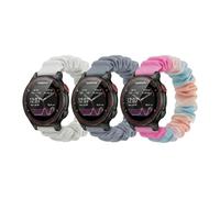 Scrunchie WatchBand Compatible with Garmin Forerunner 235,20mm Cute Printed Elastic Solo Loop Bands Replacement Sport Strap for Women (White+Light blue+Gradual, Small)