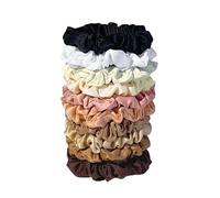 Scrunchies 10pcs/Set Hair Bands Women Tie Satin Silk Scrunchies Simple Girls Fabric Loop Rope Headwear(Color-09)