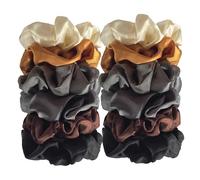 Scrunchies 12pcs Satin Fabric Loop Hair Rings Set Solid Colour Rope Scrunchies Scrunchy(Color3)