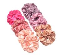 Scrunchies 12pcs Satin Fabric Loop Hair Rings Set Solid Colour Rope Scrunchies Scrunchy(Color4)