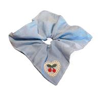 Scrunchies 1pc Cherry Pure Hollow Fabric Square Scarf With Headband And Sweet Hair Accessory(Blue)
