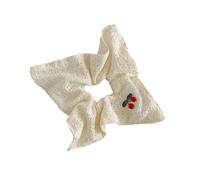 Scrunchies 1pc Cherry Pure Hollow Fabric Square Scarf With Headband And Sweet Hair Accessory(White)