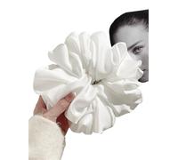 Scrunchies 1pc Extra Large Faux Silk Fluffy, High Elasticity, Soft & Silky, Luxury Casual Comfortable Scrunchie For Women for Hair Accessories(WHITE)