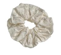 Scrunchies 1PC Floral Embroidered Hair Scrunchies Set, Light Blue And Creamy White Ties, Elegant Accessories For Women for Hair Accessories(Yellow)