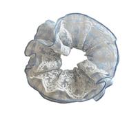 Scrunchies 1pc Lace Scrunchies Embroideried Temperament Women Hair Elegant Double Layer Oversized(Blue)