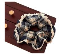 Scrunchies 1pc/Red Lace Plaid Large Intestine Scrunchie Women'ssense Atmosphere Tie Headband Tie(DEEP BLUE)