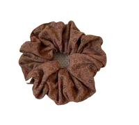 Scrunchies 1PCBrown Floral & Solid Scrunchies, Vintage Soft Fabric Hair For Women, Elegant Ties Accessories For Daily For the woman(Caramel)
