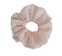 Scrunchies 2pc Embroidered Lace Solid Color Large Intestine Scrunchie Simple And Gentle Women's Versatile Ball Hair Accessories for Hair Accessories(Pink)