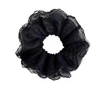 Scrunchies 2pc Embroidered Lace Solid Color Large Intestine Scrunchie Simple And Gentle Women's Versatile Ball Hair Accessories for Hair Accessories(Black)