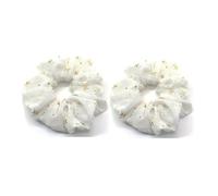 Scrunchies 2PCS/4PCS/6PCS Golden Star Patterned Fbric Hair Loop Rope Accessories For(White 2pcs)
