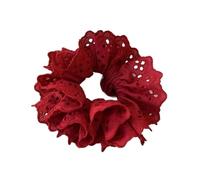 Scrunchies 2pcs Lace Scrunchies For Women Elastic Hair Bands Ponytail Holders Tie Scrunchy Rubber Ring for various hairstyles, such as ponytails(Red)