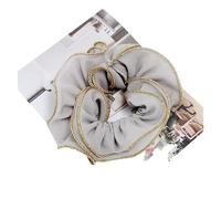 Scrunchies 2pcs Women Vintage Double Layer Chiffon Hair Ties Glitter Fabric Scrunchies Bands Stretch Holder(Grey)
