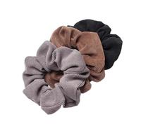 Scrunchies 3pcs Cord Scrunchie Corduroy Fabric Scrunchies Set Elastic Hair Bands Ponytail Tie Rope Headwear(J color)