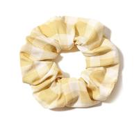 Scrunchies 3pcs Sweet Girl Plaid Print Large Scrunchies Polyester Fabric Elastic Hair Bands Ponytail Holder Rope(Yellow)