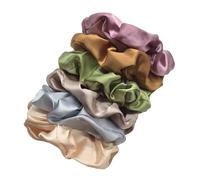 Scrunchies 6pcs Large Multi-color Satin Hair Bands Solid Color Cloth Ring Rope Seasons, Everyday, Dating(Color1)