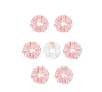 Scrunchies 7Pcs Satin Hair Scrunchies For Women's Thick Curly,Big Ponytail Holders Ties Cute No Damage Pony Tails(Pink)