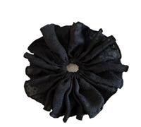 Scrunchies Elegant Temperament Cherry Blossom Dotted Fluffy Big Intestine Hair Tie Simple Gentle Low Ponytail Rope(Black)