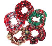 Scrunchies for Hair, Christmas Styles 5PCS Bandana Scrunchy Hair Ties, Hair Bands for Women. (Christmas)