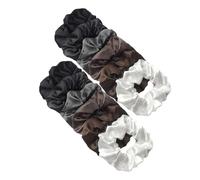 scrunchies for women 12pcs Satin Fabric Loop Hair Rings Set Solid Colour Rope Scrunchies Scrunchy(Color7)