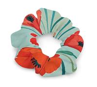 Scrunchies for Women Men Hair Ties Poppy Flowers Print No Damage Scrunchy Hair Bands All Day Comfort Stylish for All Hair Types