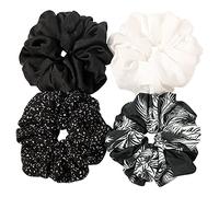 Scrunchies Hair Ties for Women - Big Silk Satin Scrunchie Exra Large Jumbo Gaint Oversized Pact of 4 Scrunchy for Curl Thick Hair Ligas Para el Cabello De Mujer Decoration Hair Accessories Gift