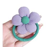 Scrunchies High Elastic Flower Hair Rope Tie No Harm Loop 3D Cartoon Ponytail Korean Headband For Meatball Head(Purple)