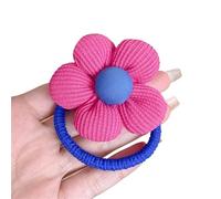 Scrunchies High Elastic Flower Hair Rope Tie No Harm Loop 3D Cartoon Ponytail Korean Headband For Meatball Head(Rose Red)