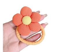 Scrunchies High Elastic Flower Hair Rope Tie No Harm Loop 3D Cartoon Ponytail Korean Headband For Meatball Head For the woman(Orange)