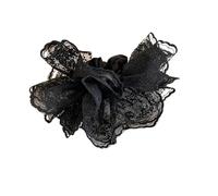 Scrunchies Large Lace Knitted Scrunchies For Women Sweet Princess Buns Ponytail Holders Accessories(Black lace)