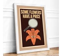 Scrutiny of Flowers Vintage Framed Wall Art Print A2 (59.4×42cm) White, Wall Decor for Living Room, Bedroom, Office & Home, Ready to Hang, Art Gift