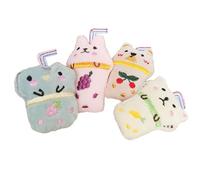 SCSFCVIUS Kitty Catnip Cat Toy Boba Tea Plush - 4pcs Small Crinkle Catnip Funny Cute Kitten Toys with Cat Nip for Indoor Play Unique Kitty Birthday Gift (Small, Boba Tea)